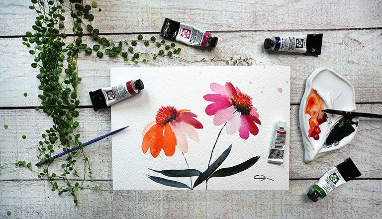 peindre des fleurs faciles à l'aquarelle