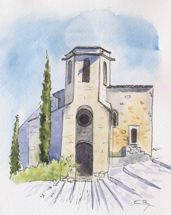 aquarelle église